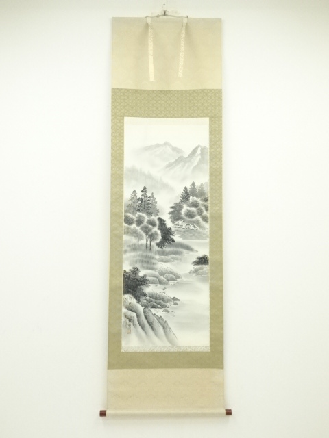 JAPANESE HANGING SCROLL / HAND PAINTED / LANDSCAPE 